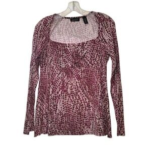 IDEOLOGY Artsy Leaf  Long Sleeves Cottagecore Y2K  Size‎ M Women's Babydoll Top